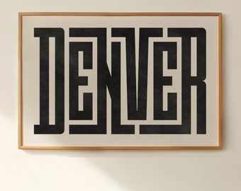 Denver Art - Denver Typography Design, Denver Colorado Wall Art / Print, City of Denver Poster, Minimalist Wall Decor