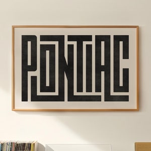 Portiac Art - Portiac Typografie Design, Portiac Portaton Portadruck, Stadt Poster, Portaton jedes Wandbild, Wandkunst, Poster
