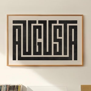 Augusta Art - Augusta Typography Design, Augusta Maine Wall Art / Print, City of Augusta Poster, Minimalist Wall Decor
