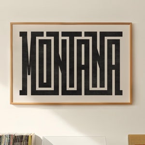 Montana Art - Montana Typography Design, State of Montana Wall Art / Poster, State Art Print, Minimalist Wall Decor