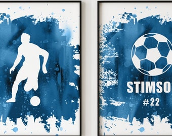 Custom Soccer Prints - Boys Soccer Poster, Soccer Player Decor - Personalized Soccer Gift, Wall Art / Boys Room Decor - Soccer Jersey #