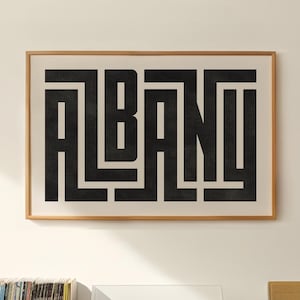 Albanien Kunst - Albanien Typografie Design, Albanien New York Wand Kunst / Print, Stadt Albany Poster, minimalistisches Wanddekor