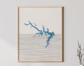 Kerr Lake Art - Boho Kerr Lake Print, Kerr Lake North Carolina Decor - Lakehouse Wall Art, Gift Idea