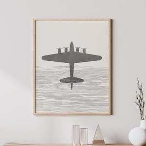 B-17 Flying Fortress Art - Minimalist B17 Poster / Print - B17 Military Aircraft Wall Art, WWII Aviation Decor - B17 Airplane Picture