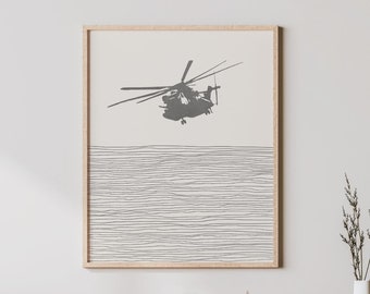 CH-53 シースタリオンアート - ミニマリスト CH53 ポスター / プリント - CH53 軍用機ウォールアート、航空装飾 - CH53 ヘリコプターの写真