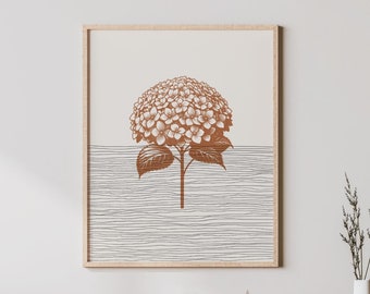 Hydrangea Flower Art - Hydrangea Print - Hortensia Blossom Poster, Botanical Print / Wall Decor