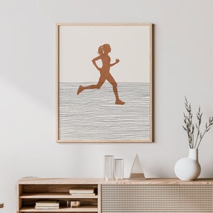 Boho Runner Print - Runner Wall Art / Decor, Minimalist Running Poster, Girl Runner Illustration, Teammate Gift