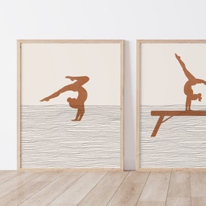 Gymnastics Art - Gymnastics Wall Art / Room Decor, Gymnast Poster, Girls Gymnastics Print - Gymnastics Gift - Beam, Vault, Bars, Floor