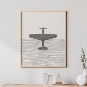 P-40 Warhawk Art - Minimalist P40 Poster / Print - P40 Military Aircraft Wall Art, WWII Aviation Decor - P40 Airplane Picture