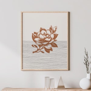 Magnolia Flower Art - Magnolia Print - Magnolia grandiflora Flower Blossom Poster, Botanical Print / Wall Decor