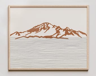 Boho Mount Baker Art Print - Cascade Range , Washington - Mount Baker Outline / Silhouette - Wall Art, Travel Poster
