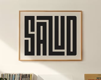 Salud Print - Cheers Poster, Salud Typography Art - Bar Cart Print / Cocktail Art - Cheers Art