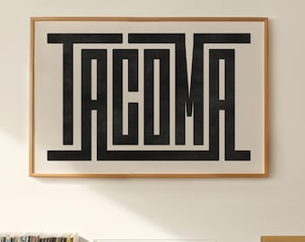 Tacoma Art - Tacoma Typography Design, Tacoma Washington Wall Art / Poster, Tacoma Washington Print, Minimalist Wall Decor