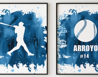 Custom Baseball Prints - Boys Baseball Poster, Baseball Player Decor - Personalized Baseball Gift, Wall Art / Boys Room Decor