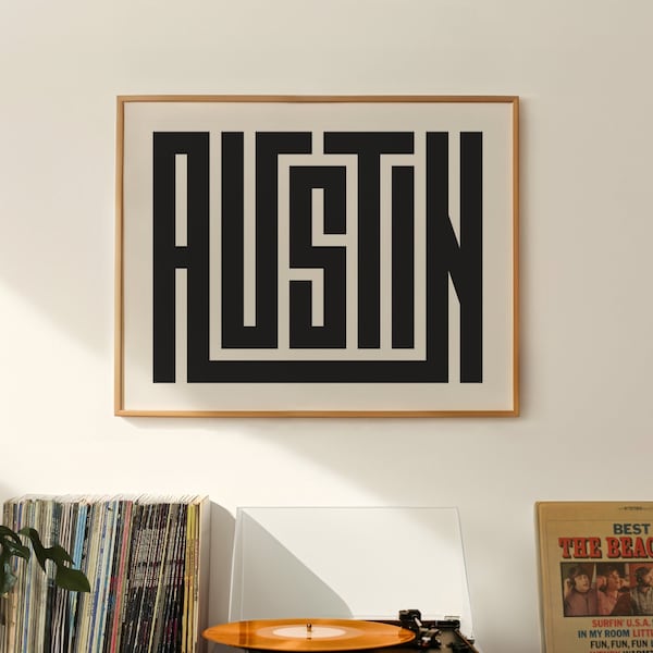 Austin Print - Austin Typography Design, Austin Texas Wall Art / Poster - Austin Texas Art, regalo per texani