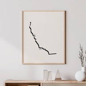 Minimalist California Art - Modern Californian Wall Art / Poster, California Map - California Wall Art / Wall Decor / Print