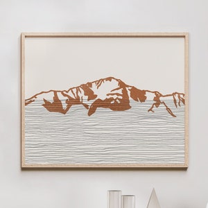 Boho Pikes Peak Art Print - Rocky Mountains, Colorado - Pikes Peak Outline / Silhouette - Wall Art, Travel Poster