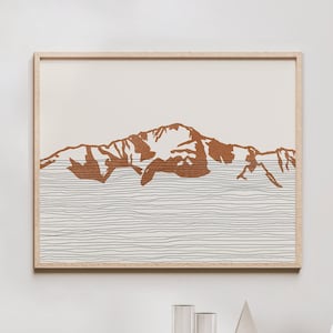 Boho Pikes Peak Art Print - Rocky Mountains, Colorado - Pikes Peak Outline / Silhouette - Wall Art, Travel Poster