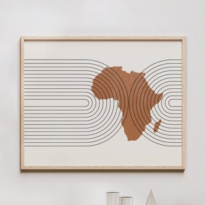 Africa Map Print - Mid Century Modern Africa Wall Art, Africa Map Poster, Abstract African Continent Art