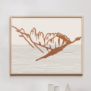 Boho Torres Del Paine Art Print - Los Glacieres National Park, Chile - Patagonia Outline / Silhouette - Wall Art, Travel Poster