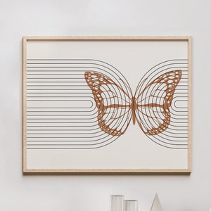 Monarch Butterfly Print - Mid Century Modern Monarch Butterfly Design, Monarch Butterfly Poster Wall Art