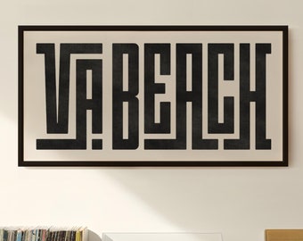 Virginia Beach Art - VA.Beach Typography Design, Virginia Beach Virginia Wall Art / Print, East Coast Poster, Minimalist Wall Decor