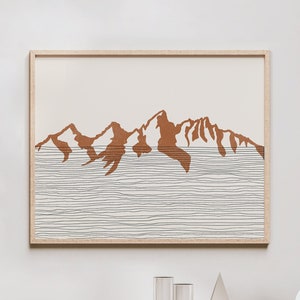 Boho Tetons / Teton Range Art Print - Rocky Mountains, Wyoming - Tetons / Teton Range Outline / Silhouette - Wall Art, Travel Poster