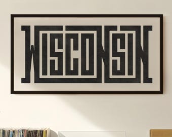 Wisconsin Wall Art - Custom Typography Print - Wisconsin Art / Poster - Modern Minimalist Wall Art - Home Decor