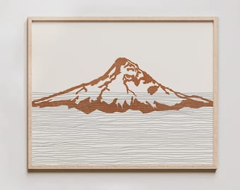 Boho Mount Hood Art Print - Cascade Range , Oregon - Mount Hood Outline / Silhouette - Wall Art, Travel Poster