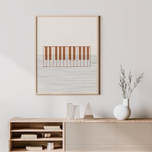 Boho Piano Keys Print - Piano Keys Wall Art / Decor, Minimalist Poster, Piano Illustration, Gift Idea, Music Print