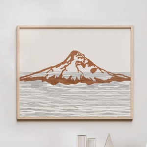 Boho Mount Hood Art Print - Cascade Range , Oregon - Mount Hood Outline / Silhouette - Wall Art, Travel Poster
