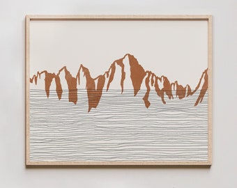 Boho Mount Whitney  Art Print - Sierra Nevada Range, California - Mt Whitney  Outline / Silhouette - Wall Art, Travel Poster