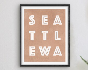 Seattle Washington Art - Seattle Art Print, Washington Gift Idea, City of Seattle WA Sign / Poster