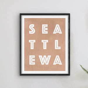Seattle Washington Art - Seattle Art Print, Washington Gift Idea, City of Seattle WA Sign / Poster