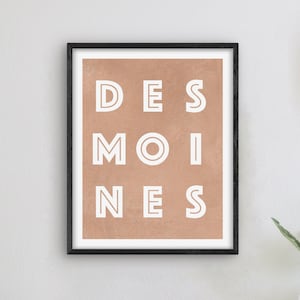 Des Moines Iowa Art - Impression d'art Des Moines, idée cadeau Iowa, signe IA de la ville de Des Moines / Poster