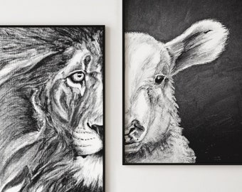 Bible Verse Wall Art - Custom Lion of Judah, Lamb of God Wall Art, Scripture Print and Wall Decor, John 1:29 Bible Verse Print