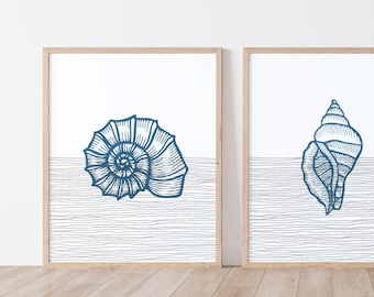 Seashell Art - Coastal Wall Art / Room Decor, Coastal Poster, Boho Seashell Print - Minimalist Beach House Decor