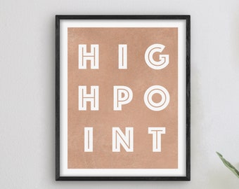 High Point North Carolina Kunst - High Point Kunstdruck, North Carolina Geschenkidee, City of High Point PNG Schild / Poster