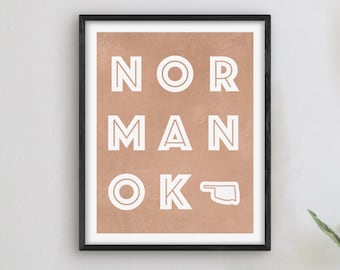 Norman Oklahoma Art - Norman Art Print, Oklahoma Gift Idea, City of Norman OK Sign / Poster