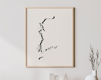 Arte minimalista de Corea del Sur - Arte mural moderno de Corea del Sur / Póster, Mapa de Corea del Sur - Arte mural de Corea del Sur / Decoración de pared / Impresión