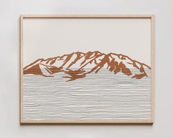 Boho Mount Timpanogos Art Print - Wasatch Mountain Range, Utah - Mount Timpanogos Outline / Silhouette - Wall Art, Travel Poster