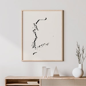 Minimalist South Korea Art - Modern South Korean Wall Art / Poster, South Korea Map - South Korea Wall Art / Wall Decor / Print