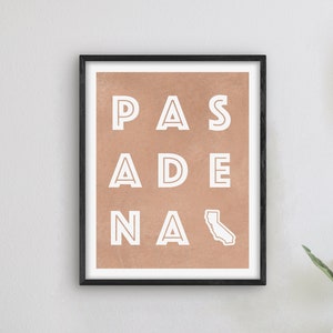 Pasadena California Art - Impression d'art Pasadena, idée cadeau Californie, enseigne/poster de la ville de Pasadena en Californie
