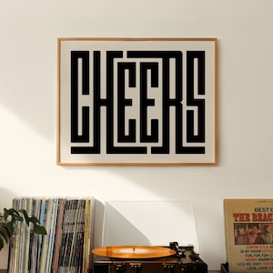 Prost Print - Barwagen/Cocktail Poster, Bar Wanddekoration, Cheers Art - Minimalistische Wandkunst, modernes Wohndekor - Küchendeko