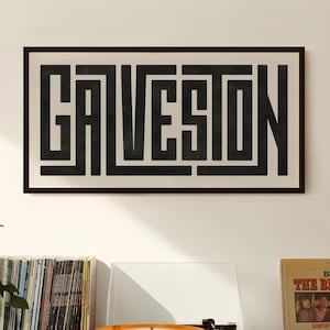 Galveston Texas - Galveston Typografie Design, Galveston Texas Wandkunst / Poster, Galveston Texas Druck, minimalistische Wanddekoration, Golfküste
