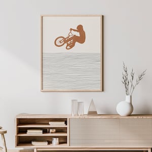 Boho BMX Biker Print - BMX Biker Wall Art / Decor, Minimalist BMX Biking Poster, Boy Bmx Biker Illustration, Extreme Sports Gift