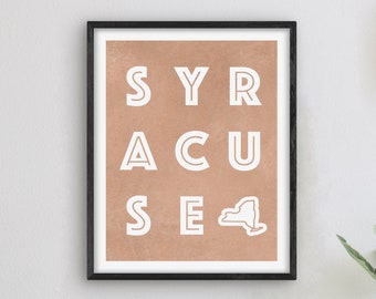 Syracuse New York Art - Syracuse Art Print, Pomysł na prezent w Nowym Jorku, Znak/plakat miasta Syracuse NY