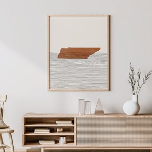 Tennessee Boho Decor - Tennessee Mid Century Wall Art, Minimalist Art and Abstract Print, Tennessee State Map Print