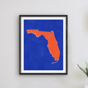 Gainesville Florida Art - College Themed Decor, Alumni Gift Idea, Florida Art, Gainesville Map