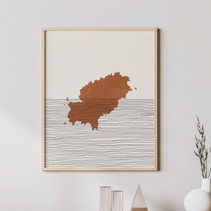 Lámina de arte de Ibiza: arte de pared bohemio de la isla de Ibiza, póster de viaje a Ibiza, España, decoración de pared de las Islas Baleares/regalo